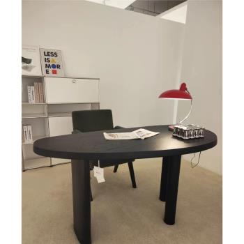 北歐簡約實木創意橢圓形餐桌現代辦公桌小戶型時尚個性電腦桌書桌