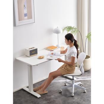 北歐實木電動升降桌站立辦公電腦桌學習書桌家用工作臺可升降桌子