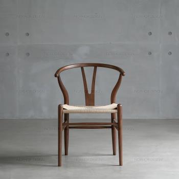 Y椅子中式實木餐椅奶茶甜品店西餐廳桌椅簡約現代休閑原木靠背椅