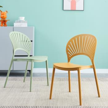 現代簡約塑料椅子北歐餐椅靠背椅家用創意餐桌椅咖啡廳休閑貝殼椅