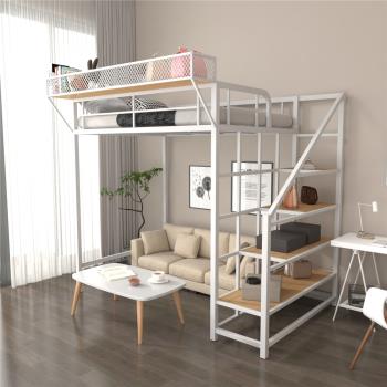 鐵藝高架床單上層簡約現代雙層小戶型省空間高低鐵架床樓閣上鋪床