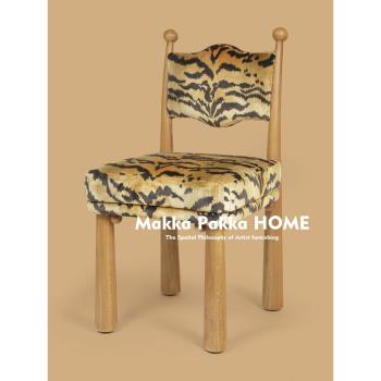 法式復古風設計師實木餐椅家用簡約輕奢臥室梳妝椅少女心化妝椅