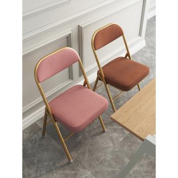 折疊椅家用舒服久坐可疊放靠背復古椅子加厚網紅凳子拍照休閑餐椅