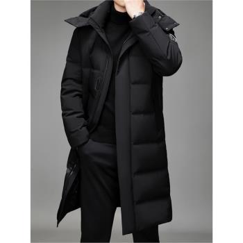 可脫卸帽過膝北方防寒商務羽絨服