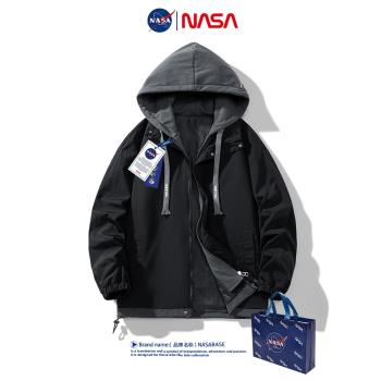 NASA春秋季寬松防風沖鋒衣夾克