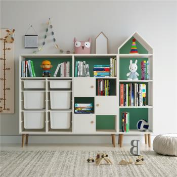 可比熊實木寶寶書架分類置物架多層幼兒園收納柜兒童玩具收納架