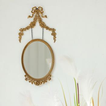 你可居法式鏡子化妝鏡壁掛梳妝臺掛墻衛生間復古做舊裝飾品家用