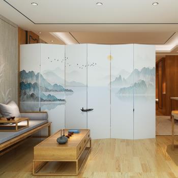 中式實木屏風隔斷客廳辦公室臥室玄關折疊移動現代簡約布藝小戶型