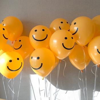 韓國ins風黃色笑臉乳膠氣球表情包小紅書小清新生日派對場景布置