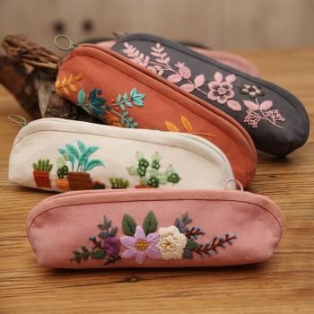 鉛筆袋刺繡手工diy制作材料包創意立體繡花布藝歐式包包繡品