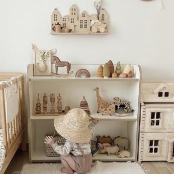 韓系兒童房玩具展示柜可拼接多層生態板簡約風蒙氏兒童書架置物架