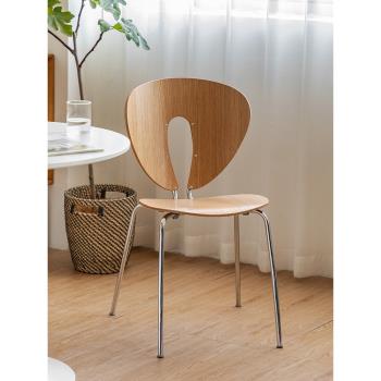 意式現代簡約極簡咖啡廳原木白橡木奶茶店家用設計師藝術餐廳椅子