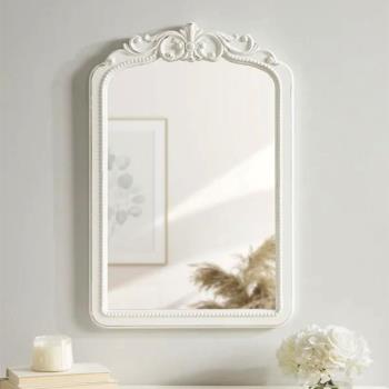 法式復古輕奢梳妝鏡歐式化妝鏡衛生間浴室鏡壁掛美式壁爐裝飾鏡子