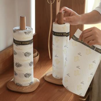 廚房用紙專用紙巾架抹手免打孔實木卷紙掛架立式保鮮膜袋收納架子