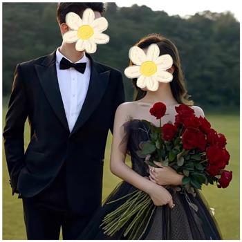 外景旅拍道具仿真花紅玫瑰婚紗照手拿花束假花復古寫真裝飾手捧花