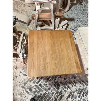 日式全實木直拼板餐桌北歐白胚方桌DIY學習桌免漆橡膠木原木大板