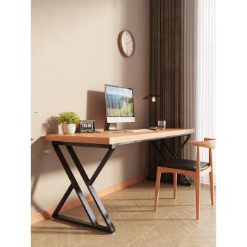 X型桌腿實木臺式電腦桌家用簡約現代書桌北歐寫字臺簡易辦公桌子