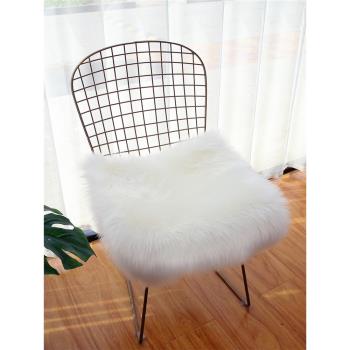 仿羊毛鏤空椅子墊方形加厚毛毛墊沙發墊電腦椅長毛絨梳妝臺凳子墊
