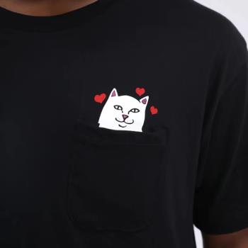 美國潮牌RIPNDIP 賤貓中指貓夏季短袖T恤 比心口袋貓 男女情侶款