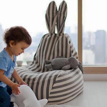 INS卡通兔耳朵懶人沙發豆袋布藝可拆洗兒童房間男女孩小沙發座椅