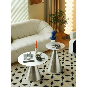 北歐不銹鋼沙發茶幾大小組合個性創意圓形小桌子家用邊幾桌床頭柜