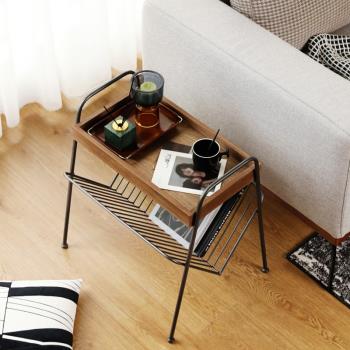 現代簡約沙發邊幾實木客廳極簡角幾書報架輕奢休閑床頭柜茶幾北歐