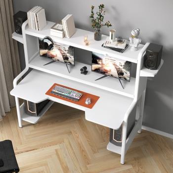 電腦臺式桌書桌帶書架一體簡約現代小戶型家用桌子臥室收納學習桌