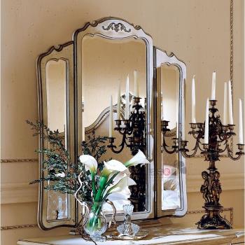 復古梳妝鏡歐式雕花三折鏡臥室壁掛梳妝臺鏡子玄關掛墻輕奢壁爐鏡