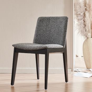 北歐實木餐椅現簡約家用棉麻布藝凳子設計師樣板房椅子咖啡廳酒店