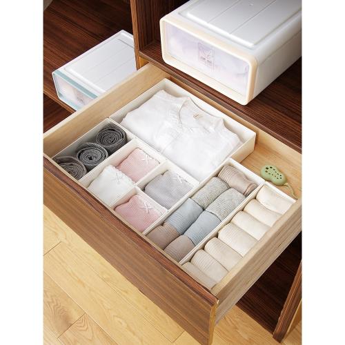 日式塑料直角抽屜收納化妝品分隔整理盒廚房餐具收納盒疊放可組合