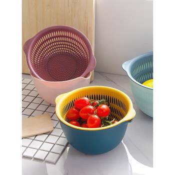 雙層鏤空水果盆洗水果瀝水籃家用廚房洗菜盆水果籃創意塑料洗菜籃