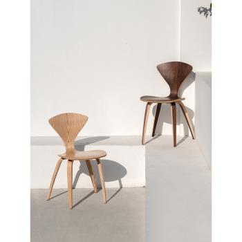 北歐設計師實木餐椅家用餐廳餐桌靠背椅復古工業風美式ins咖啡椅