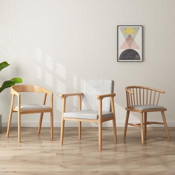 北歐風實木椅子餐椅客廳家用學習椅辦公椅簡約現代原木風靠背椅