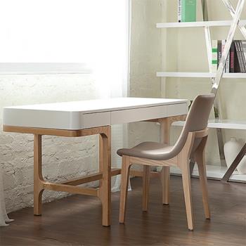 意式輕奢極簡餐椅家用餐廳實木白蠟木桌椅簡約環保座面PU皮面椅子