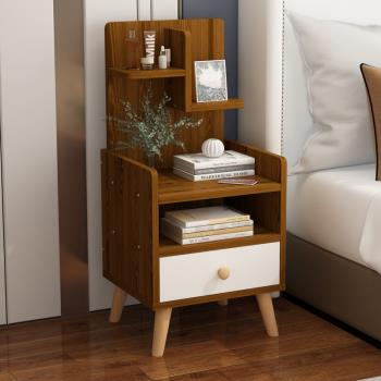 床頭柜簡約現代臥室小型多功能床邊收納柜子簡易家用實木腿置物架