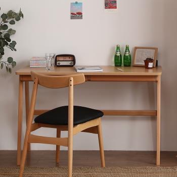 實木書桌北歐櫸木電腦桌椅組合現代簡約畫桌家用學生寫字臺小戶型