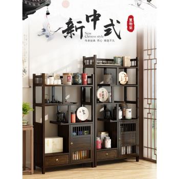 新中式博古架實木多寶閣茶葉架展示柜茶室茶具茶柜置物架子擺件柜