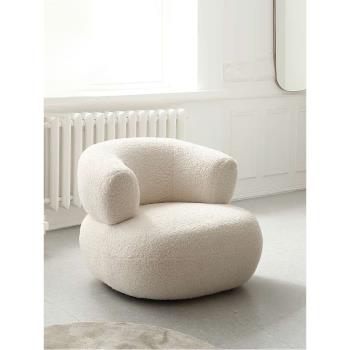 輕奢極簡單人沙發羊羔絨陽臺客廳ins網紅椅設計師創意北歐懶人椅
