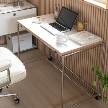 北歐中古可移動書房書桌現代簡約工作臺家用小戶型辦公桌子梳妝臺