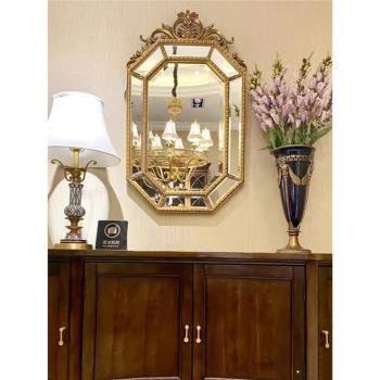 歐式法式化妝鏡藝術復古梳妝鏡壁掛貼墻巴洛克雕花裝飾玄關壁爐鏡