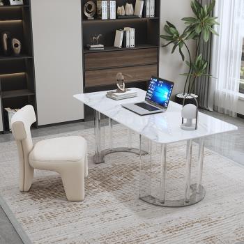 現代高端亞克力透明書桌北歐輕奢簡約新款懸浮感老板辦公電腦桌椅