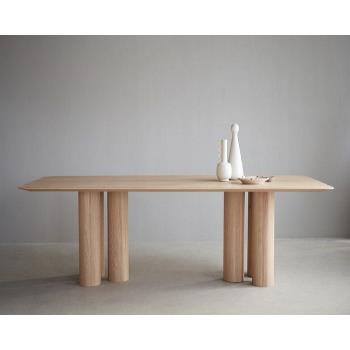 北歐實木餐桌家用小戶型飯桌簡約現代休閑咖啡桌個性長條桌會議桌