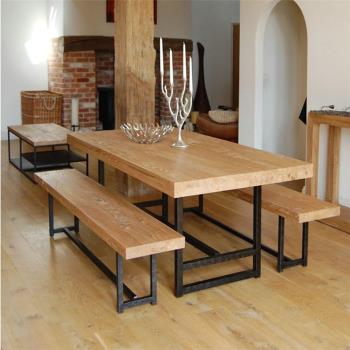 美式鄉村長凳LOFT工業創意復古鐵藝餐桌椅咖啡桌公園休閑桌正品