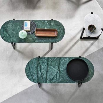 意式輕奢現代簡約茶幾藝術圓形組合客廳家用小戶型極簡大理石桌