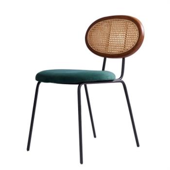 ins藤編餐椅設計師個性復古椅子靠背民宿咖啡廳休閑吧餐廳網紅椅