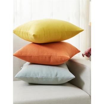 奶油風沙發抱枕棉麻靠墊套素色長方形靠枕枕頭不含芯米白60靠背墊