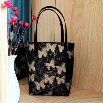 5-24非成品 豎款托特材料包手工布藝DIY單肩包 能裝a4書本30X23X8