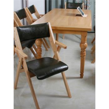 歐式實木折疊椅子家用餐椅靠背椅簡約會議辦公椅民宿培訓會議椅