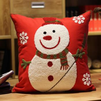 刺繡花床頭靠枕可愛卡通辦公室靠墊美式家居沙發新年圣誕禮品抱枕