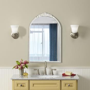 法式復古簡約裝飾鏡化妝鏡客廳背景墻異形創意掛鏡輕奢壁掛浴室鏡